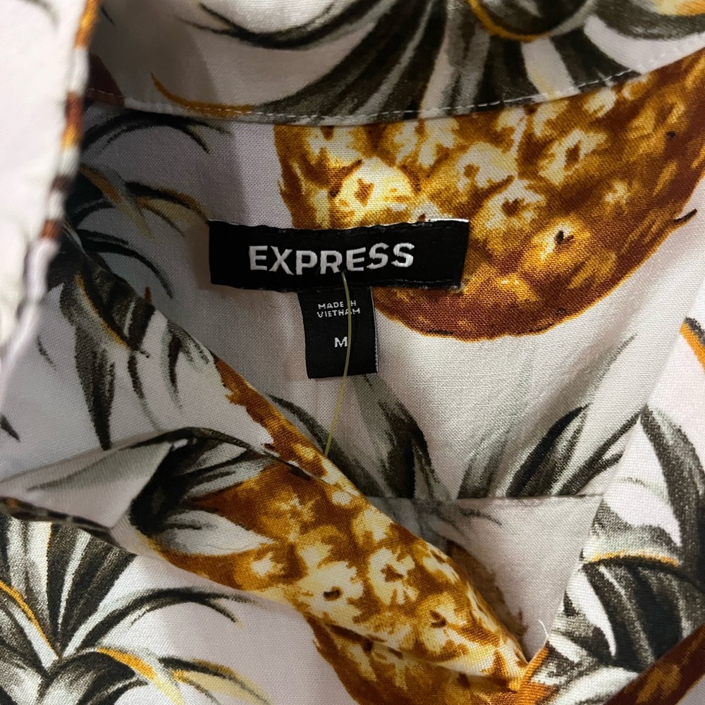 Express Tropical Pineapple Shirt in Yellow and Brown - Picture 2 of 3